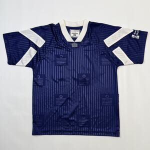 Admiral Soccer Jersey Mens Small Blue Striped Raglan V Neck 24 EBS Lightweight